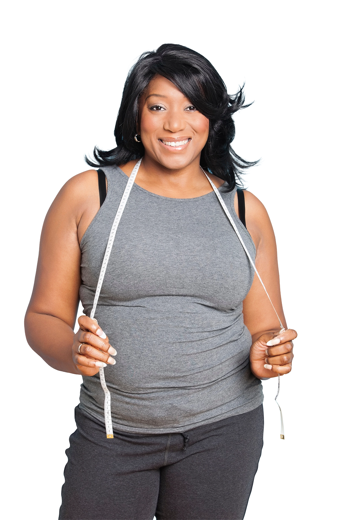 Confident woman holding measuring tape, personalized care at American CliniX