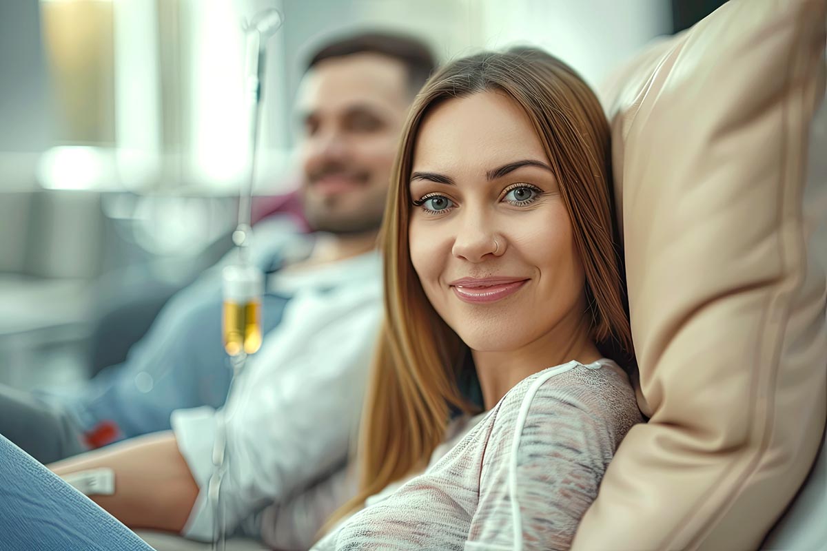 Woman receiving IV Hydration & Nutrient Support in Bartlett, IL at wellness clinic