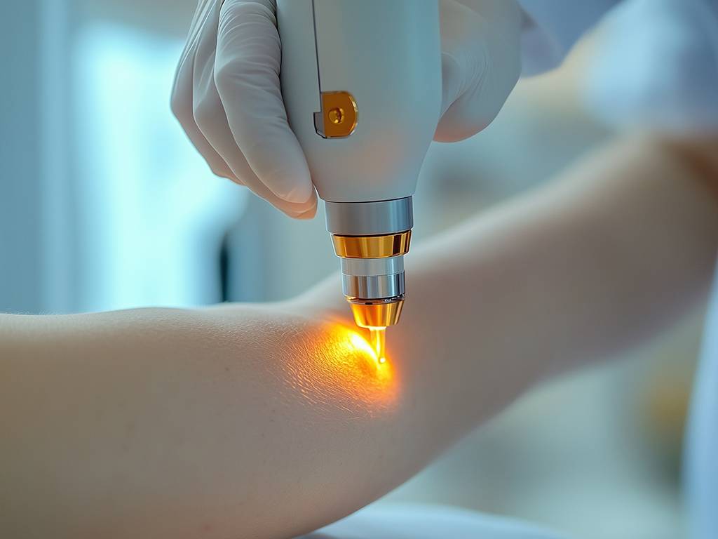Laser hair reduction treatment on arm during winter for smoother skin